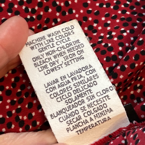 VintageBlue size 13 hi-lo red with white and black polka dots polyester skirt - Picture 5 of 13